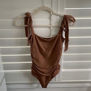 Revolve Majorelle brown bodysuit with ties